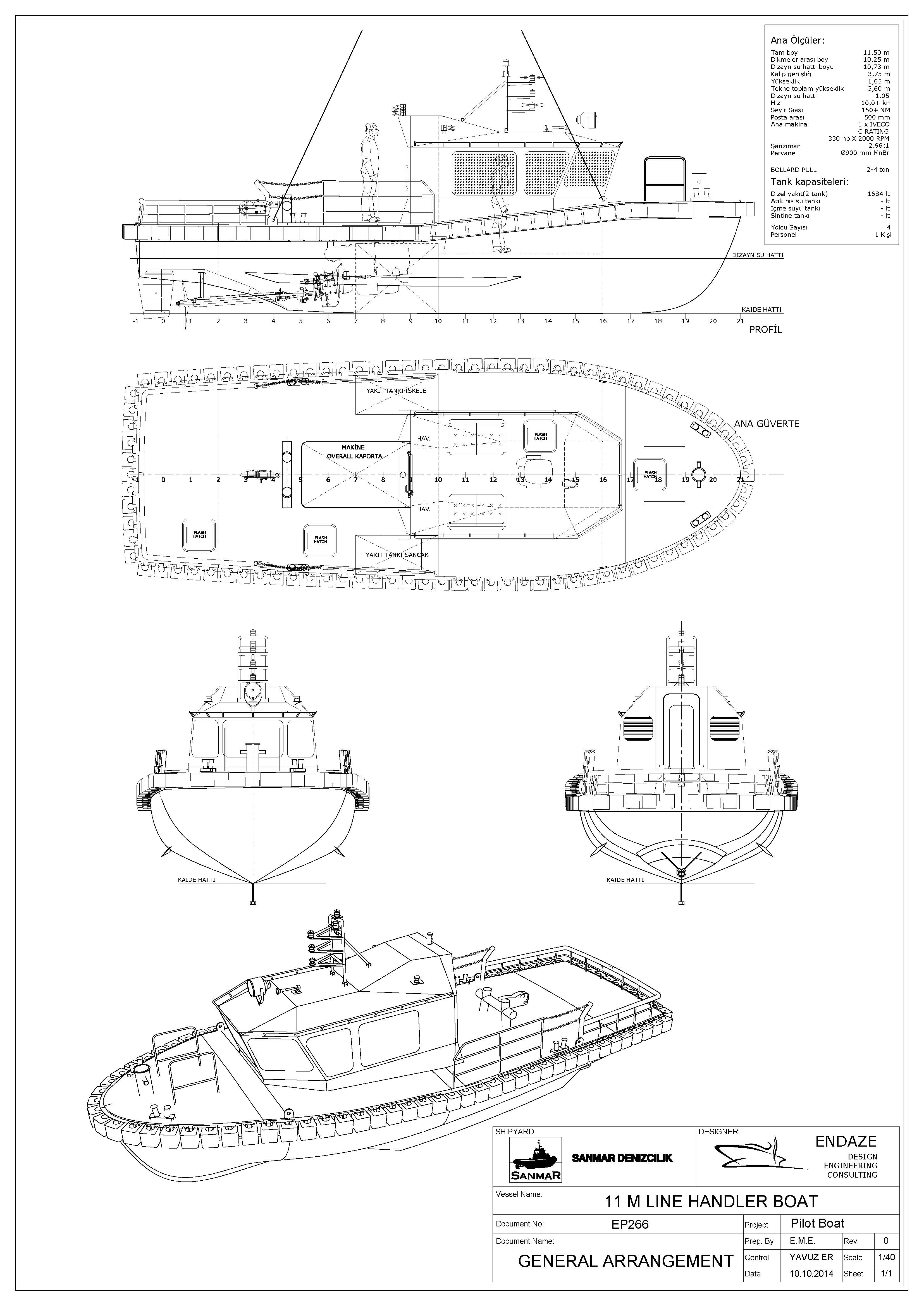 EP266 11 m Line Handler Boat