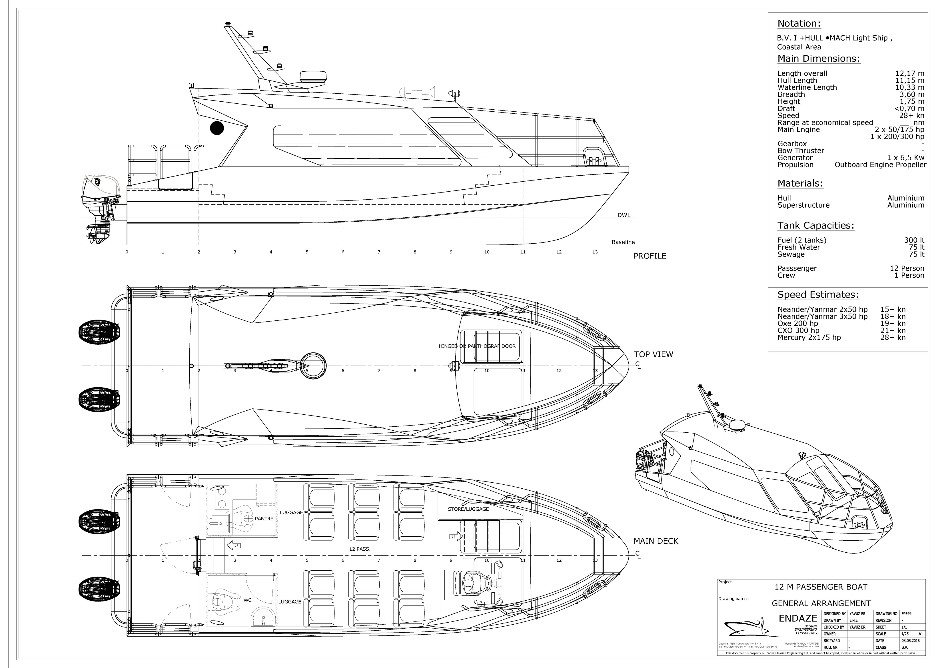 EP399 12 m Passenger Boat