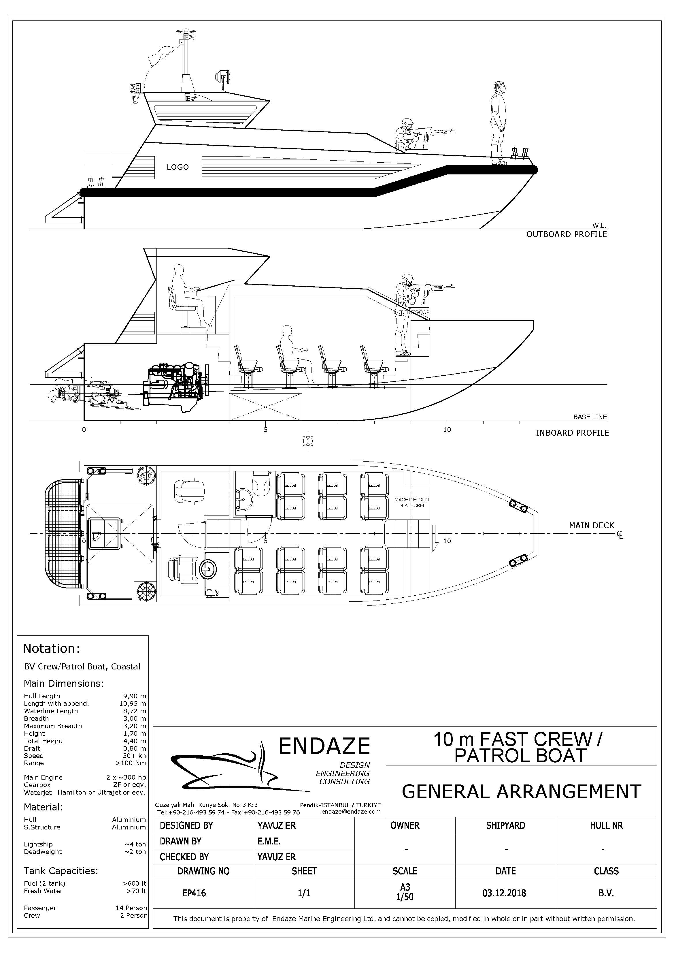 EP416 10 m fast crew/ patrol boat